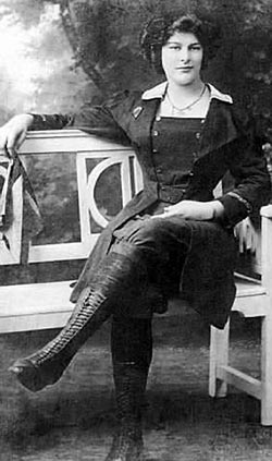 Dolly Shepherd in her parachuting costume c.1910